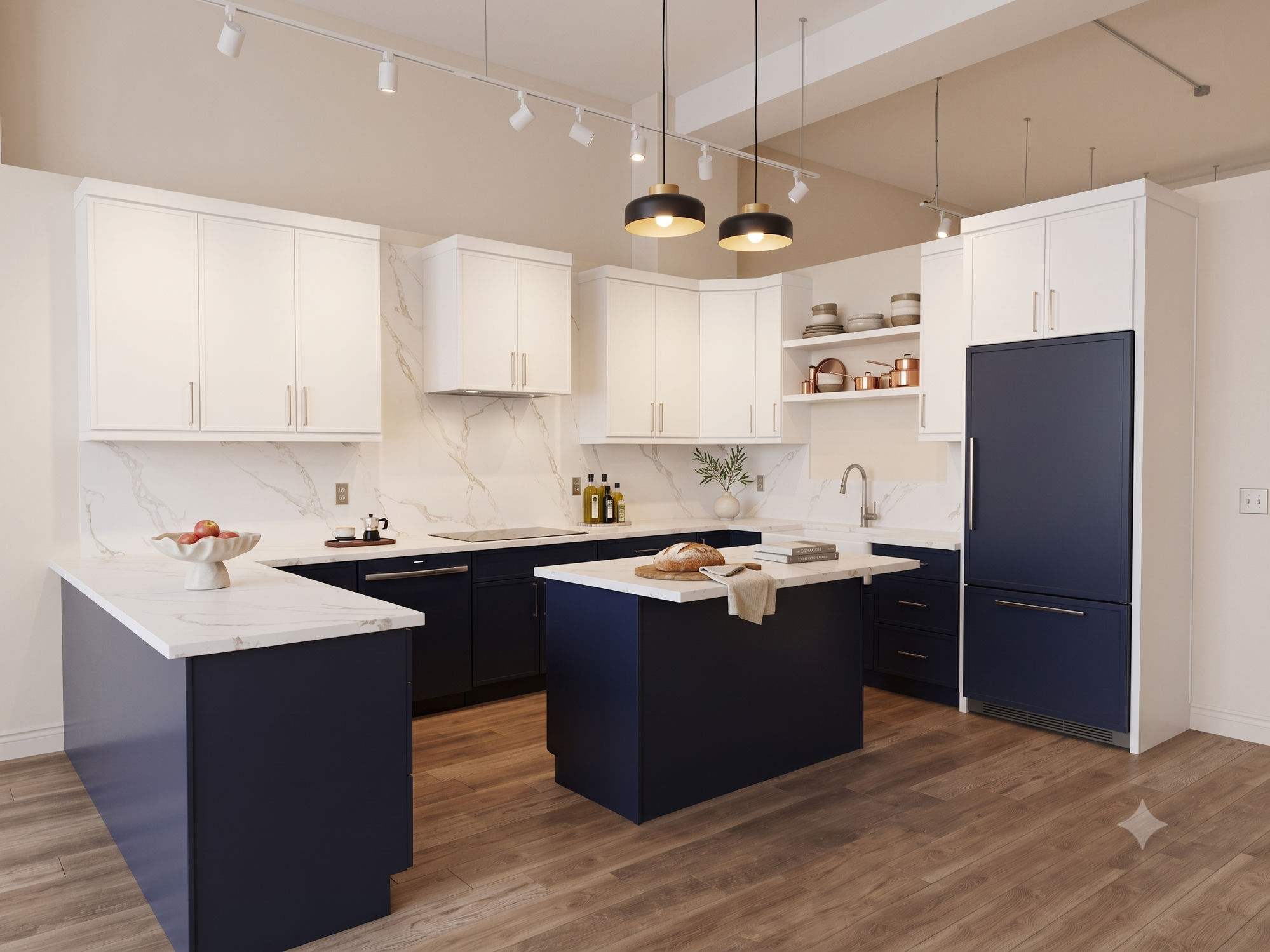 Navy Blue & White Slim Shaker kitchen